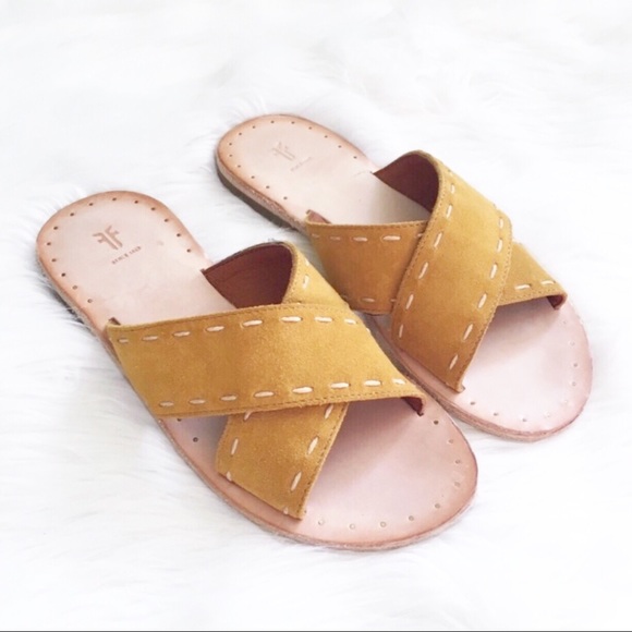Frye Pickstitch Slide Avery Flat Sandals, Sz 8,8.5 - Picture 7 of 8